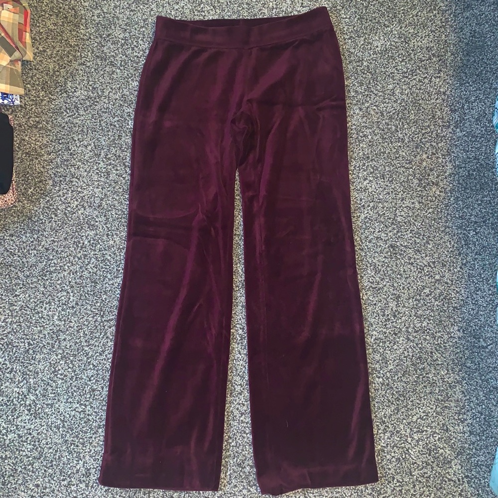 Velour Maroon Track Pants (Petite)